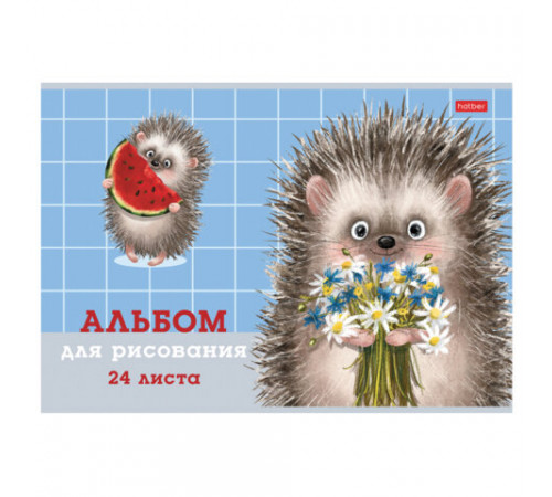 Альбом для рисования А4 24 л., скоба, обложка картон, тиснение, HATBER, 205х290 мм, 