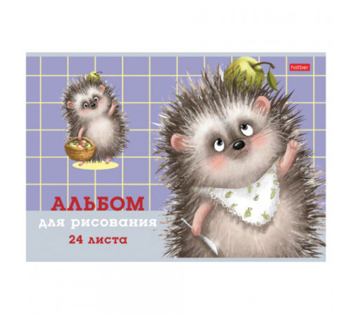 Альбом для рисования А4 24 л., скоба, обложка картон, тиснение, HATBER, 205х290 мм, 