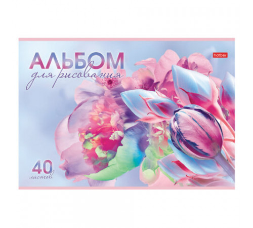 Альбом для рисования А4 40 л., скоба, обложка картон, HATBER, 205х290 мм, 