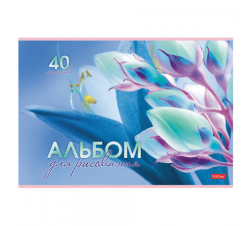 Альбом для рисования А4 40 л., скоба, обложка картон, HATBER, 205х290 мм, 