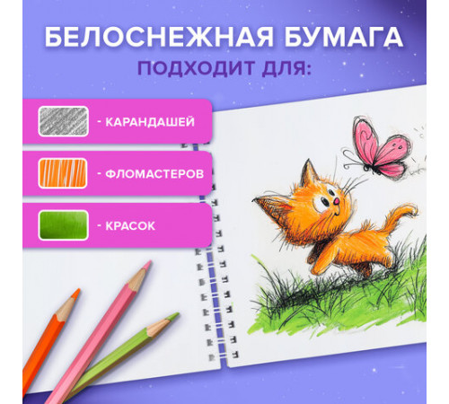 Альбом для рисования, пластиковая обложка, А4, 40 л., гребень, BRAUBERG, 210х297 мм, ОДНОТОННЫЕ (4 вида), 107681