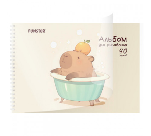 Альбом для рисования, пластиковая обложка, А4, 40 л., гребень, FUNSTER (ФАНСТЕР), 210х297 мм, АССОРТИ (8 видов), 107684