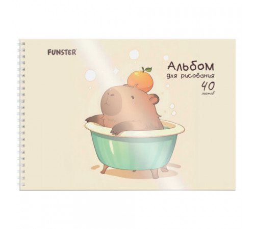 Альбом для рисования, пластиковая обложка, А4, 40 л., гребень, FUNSTER (ФАНСТЕР), 210х297 мм, АССОРТИ (8 видов), 107684