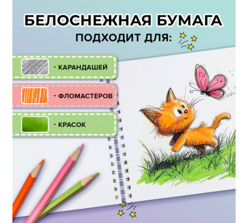Альбом для рисования, пластиковая обложка, А4, 40 л., гребень, FUNSTER (ФАНСТЕР), 210х297 мм, АССОРТИ (8 видов), 107684