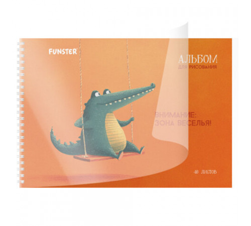 Альбом для рисования, пластиковая обложка, А4, 40 л., гребень, FUNSTER (ФАНСТЕР), 210х297 мм, АССОРТИ (8 видов), 107684