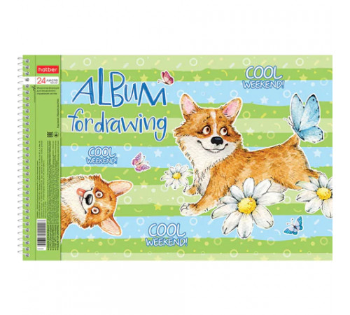 Альбом для рисования А4 24 л., спираль, обложка картон, HATBER, 205х290 мм, 
