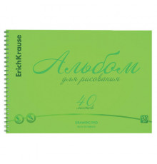 Альбом для рисования обложка пластик, А4, 40 л., гребень, 120 г/м2, перфорация, Erich Krause, 