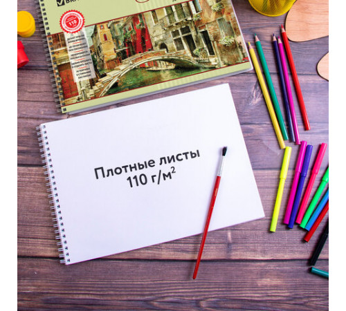 Альбомы для рисования ДЭК А4, 40 л., КОМПЛЕКТ 4 шт., гребень, обложка картон, BRAUBERG, 205х290 мм, 