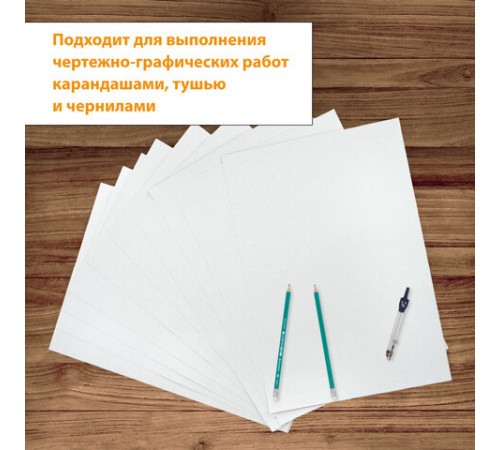 Папка для черчения БОЛЬШАЯ А3, 297х420 мм, 24 л., 200 г/м2, без рамки, ватман ГОЗНАК КБФ, BRAUBERG, 129254