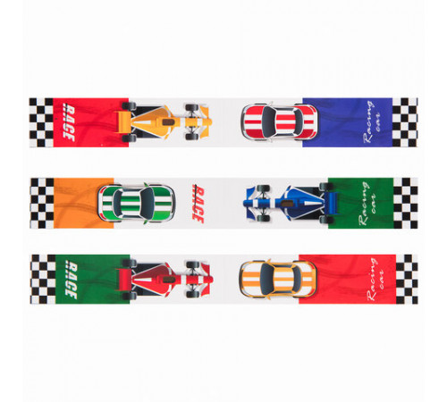 Закладки для книг с магнитом RACE CARS, набор 6 шт., блестки, 25x196 мм, ЮНЛАНДИЯ, 113446