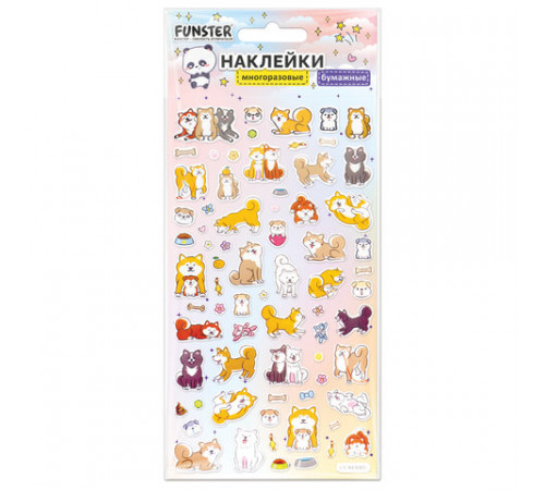 Наклейки бумажные 17,5х9,5 см, ассорти 12 видов, FUNSTER (ФАНСТЕР), 666676