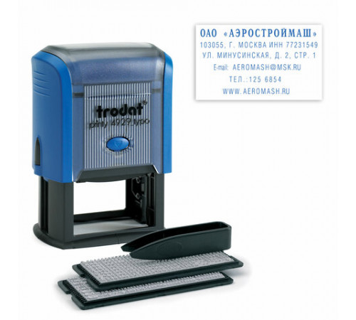 Штамп самонаборный 6-строчный, оттиск 50х30 мм, синий без рамки, TRODAT 4929 P3, КАССЫ В КОМПЛЕКТЕ, 53408