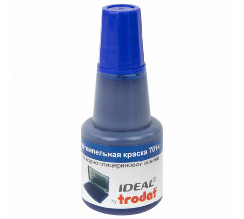 Краска штемпельная TRODAT IDEAL 7014 синяя 24 мл, на водно-глицериновой основе, 206916