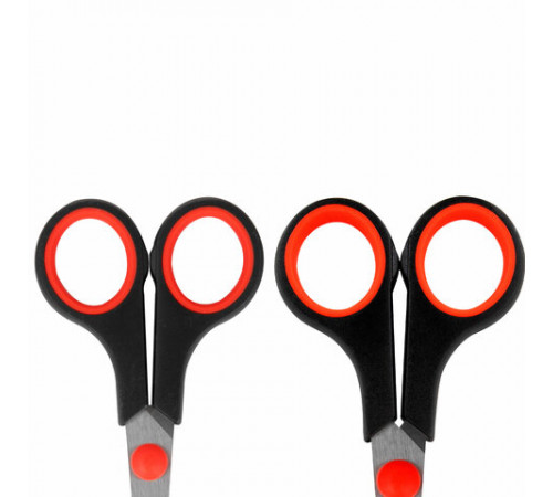 Ножницы BRAUBERG SOFT GRIP НАБОР 5 штук (140, 170, 190, 220, 240 мм), эргономичные черно-красные ручки, ВЫГОДНАЯ УПАКОВКА, 238410