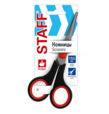 Ножницы 155 мм, бюджет, резиновые вставки, черно-красные, STAFF ECO, 238943