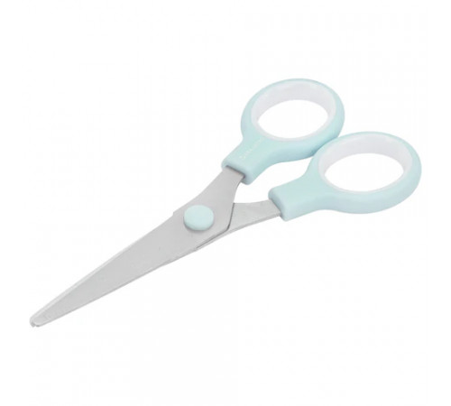 Ножницы BRAUBERG KIDS 130 мм, ручки мятные, закругленные лезвия с линейкой, 274062
