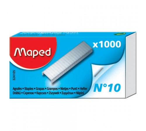 Скобы для степлера №10, 1000 штук, MAPED (Франция), до 20 листов, 324105