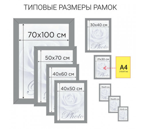 Рамка 30х40 см небьющаяся, дерево, багет 18 мм, BRAUBERG 