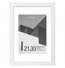Рамка 21х30 см с паспарту 15х21 см небьющаяся, багет 20 мм пластик, BRAUBERG 