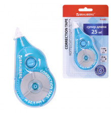 Корректирующая лента BRAUBERG MAXI PLUS, 5 мм х 25 м, механизм перемотки, корпус голубой, блистер, 272500