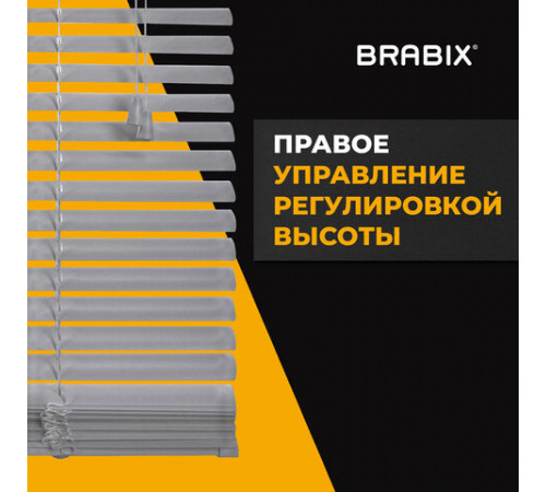 Жалюзи горизонтальные BRABIX 75х160 см, АЛЮМИНИЙ, цвет серебристый, 608631