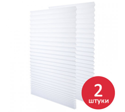 Жалюзи-плиссе, штора бумажная самоклеящаяся КОМПЛЕКТ 2 шт., BRABIX, 60х180 см, ЭКО, 80 г/м2, цвет белый, 700002