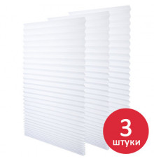 Жалюзи-плиссе, штора бумажная самоклеящаяся КОМПЛЕКТ 3 шт., BRABIX, 60х180 см, ЭКО, 80 г/м2, цвет белый, 700003