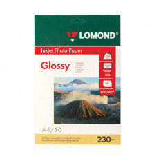Фотобумага глянцевая, А4, 230 г/м2, односторонняя, 50 листов, LOMOND, 0102022