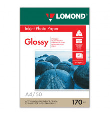 Фотобумага глянцевая, А4, 170 г/м2, односторонняя, 50 листов, LOMOND, 0102142