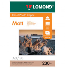 Фотобумага матовая БОЛЬШОГО ФОРМАТА, A3, 230 г/м2, односторонняя, 50 листов, LOMOND, 0102156