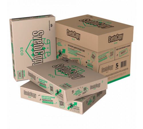 Бумага офисная А4, 80 г/м2, 500 л., SVETOCOPY ECO, белизна 60%, Россия