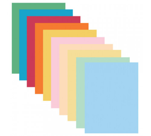 Бумага цветная МАЛОГО ФОРМАТА 10 цветов, BRAUBERG MULTICOLOR А5, 80 г/м2, 100 л., (10 цветов x 10 листов), 116406