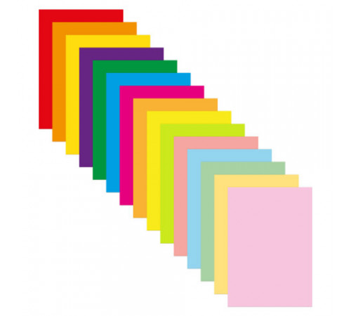 Бумага цветная 15 цветов BRAUBERG MULTICOLOR А4, 80 г/м2, 150 л. (15 цветов x 10 листов), 116648