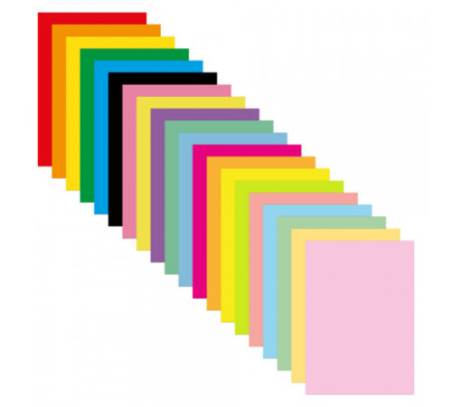 Бумага цветная 20 цветов BRAUBERG MULTICOLOR А4, 80 г/м2, 100 л. (20 цветов x 5 листов), 116649