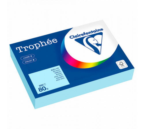 Бумага цветная CLAIREFONTAINE, А4, 80 г/м2, 500 л., пастель, небесно-голубой, Франция, 1798PC