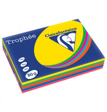 Бумага цветная CLAIREFONTAINE, А4, 80 г/м2, 500 л. (5 цветов x 100 л.), микс интенсив, Франция, 1704SC