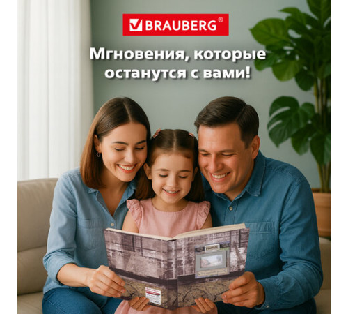 Фотоальбом BRAUBERG на 200 фотографий 10х15 см, твердая обложка, 