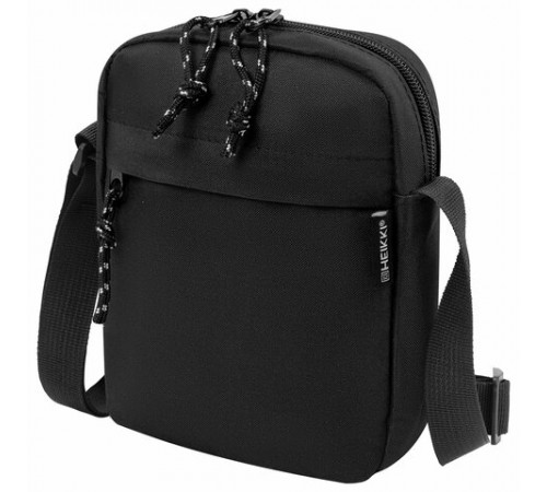 Сумка на плечо HEIKKI COMPACT (ХЕЙКИ), два кармана, черная, 19х14х5 см, 272631