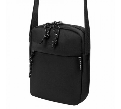 Сумка на плечо HEIKKI COMPACT (ХЕЙКИ), два кармана, черная, 19х14х5 см, 272631