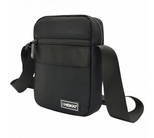 Сумка на плечо HEIKKI COMPACT (ХЕЙКИ) с карманом, черная, 20х16х5 см, 272632