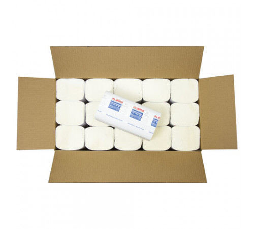 Полотенца бумажные 250 шт., LAIMA (H3) UNIVERSAL WHITE PLUS, 1-слойные, белые, КОМПЛЕКТ 15 пачек, 23х23, V-сложение, 111343