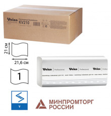 Полотенца бумажные 250 шт., VEIRO (H3) COMFORT, 1-слойные, белые, КОМПЛЕКТ 20 пачек, 21х21,6, V-сложение, KV210