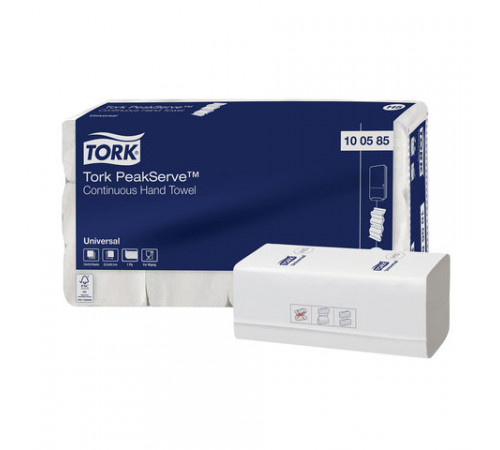 Полотенца бумажные 410 шт., TORK (Система H5) PeakServe, UNIVERSAL, КОМПЛЕКТ 12 пачек, 22,5x20 см, W-сложение, 100585