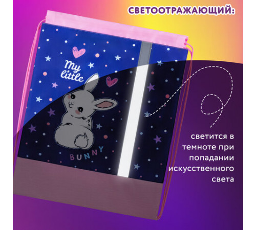 Мешок для обуви ЮНЛАНДИЯ, плотный, светоотражающая полоса, 46х36 см, 