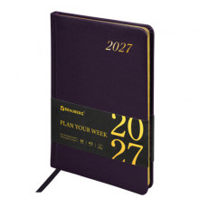 Еженедельник датированный 2027, А5, 145х215 мм, BRAUBERG 