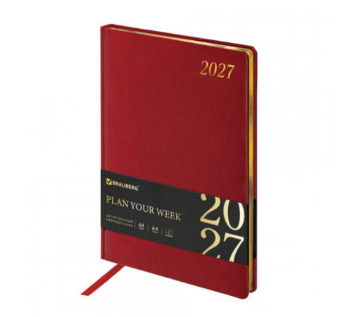 Еженедельник датированный 2027, БОЛЬШОЙ ФОРМАТ, 210х297 мм, А4, BRAUBERG 