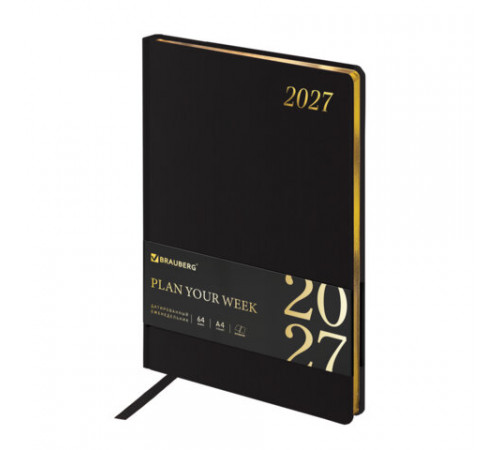 Еженедельник датированный 2027, БОЛЬШОЙ ФОРМАТ, 210х297 мм, А4, BRAUBERG 