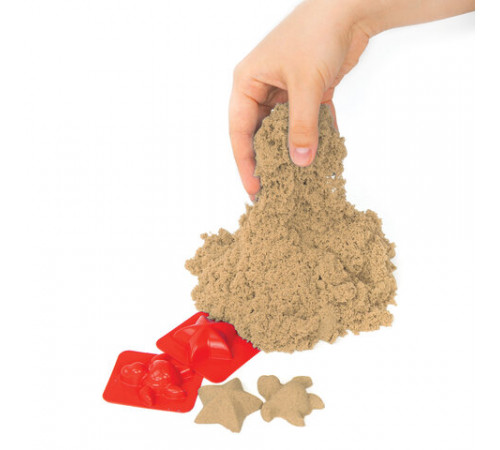 Песок для лепки кинетический BRAUBERG KIDS, песочный, 500 г, 2 формочки, ведерко, 665094
