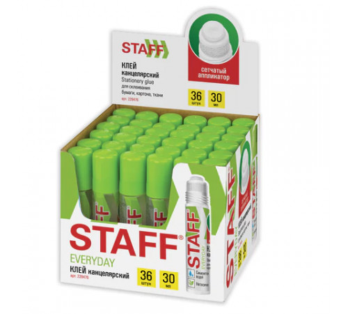 Клей канцелярский STAFF EVERYDAY 30 мл, сетчатый аппликатор, 228476