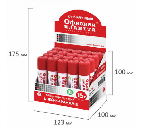 Клей-карандаш ОФИСНАЯ ПЛАНЕТА, 15 г, 222013